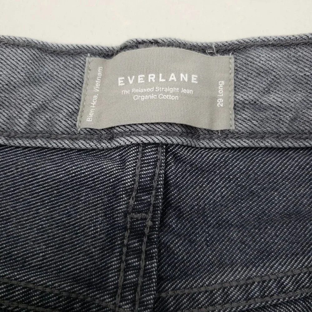 Everlane Relaxed Straight Leg Jean Womens 29 Long Gray Organic Cotton Button Fly